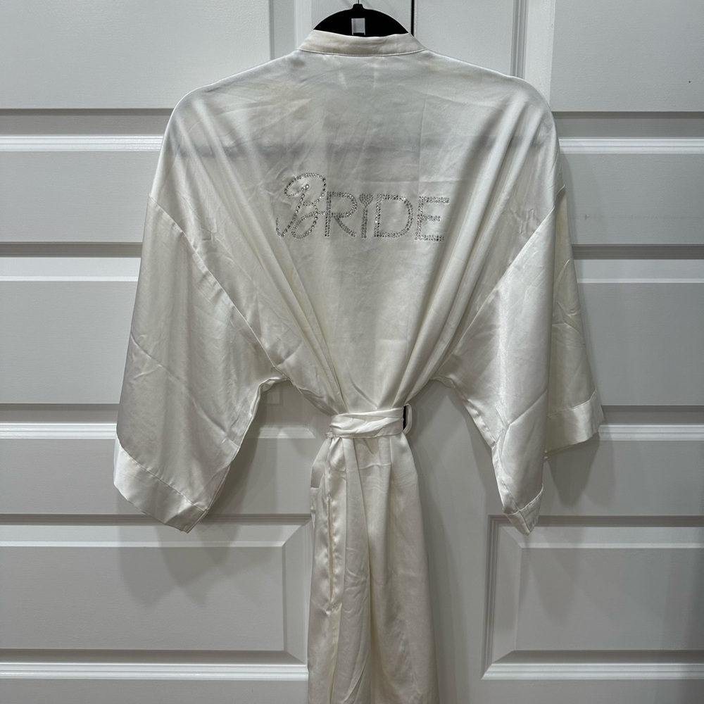 Victorias Secret “Bride” rhinestone silk robe & American Apparel “Wifey” tank